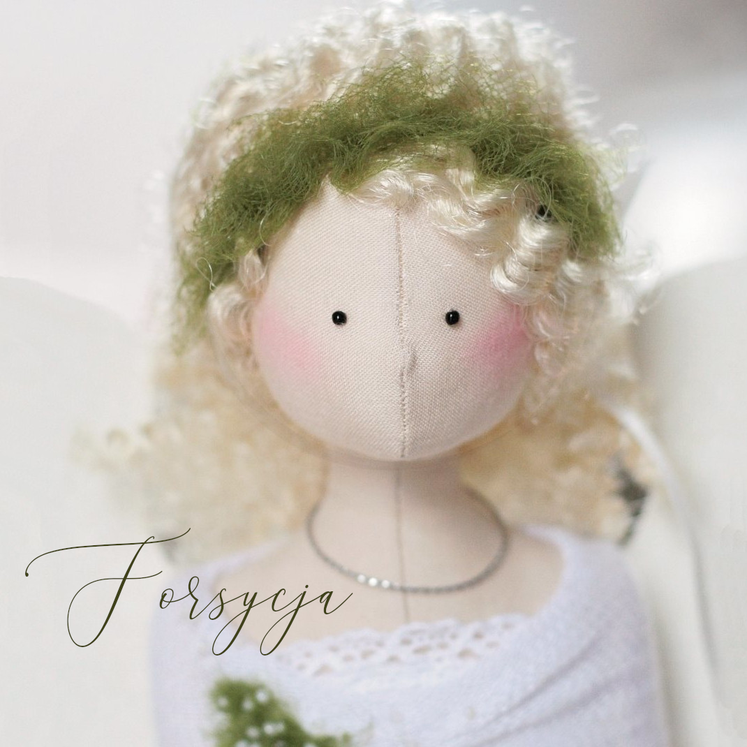 Wiosenna Forsycja z zielonym wiankiem na głowie